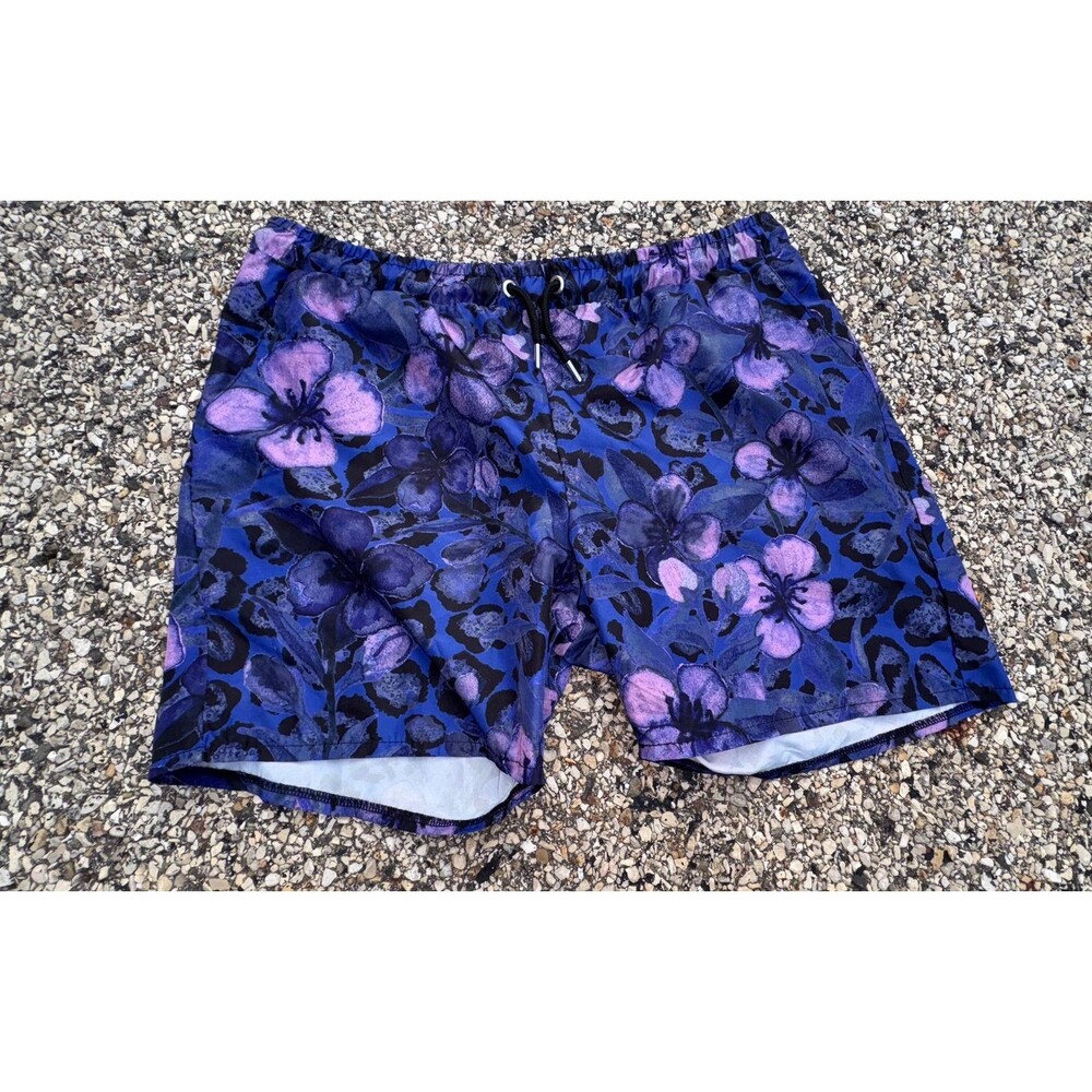 BoohooMAN | Midnight Purple | Flower | Paisley | Swim Shorts | Size XL